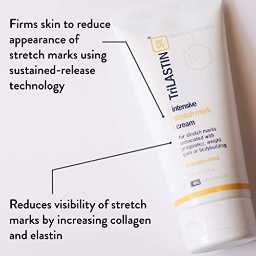 TriLASTIN-SR Maximum Strength Stretch Mark Cream, Unscented, 5.5 fl oz. - Hypoallergenic, Paraben-Free Formula