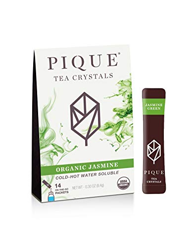 Pique Tea Organic Jasmine Green Tea Crystals - Immune Support, Gut Health, Fasting -14 Single Serve Sticks (Pack of 1)