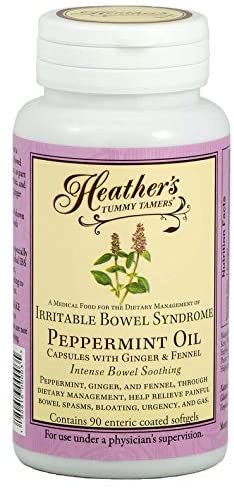 Heather's Tummy Tamers Peppermint Oil Capsules for IBS, 90 Count Bottle