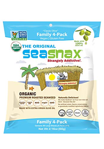 SeaSnax Organic Roasted Seaweed Snack Classic Olive, 2.16 oz