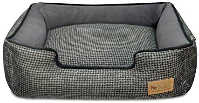P.L.A.Y. (Pet Lifestyle And You) P.L.A.Y. - Houndstooth Lounge Bed - Large - Black/Grey