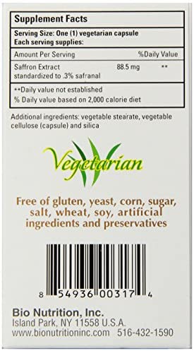 Bio Nutrition Standardized Saffron Vegi-Caps, 50 Count