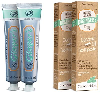 Dr. Ginger's Coconut Oil Toothpaste, 4 oz, 2 Count - Coconut Mint Flavor