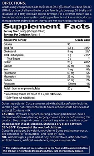 Biochem 100% Whey Isolate Protein - Sugar Free Chocolate - 24.6 oz - Pre & Post Workout - Meal Replacement - Keto-Friendly - 20g of Protein - Easily Digestible - Easy to Mix