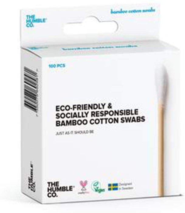The Humble Co Bamboo Cotton Swabs, White (100-count) | Vegan, Eco-Friendly