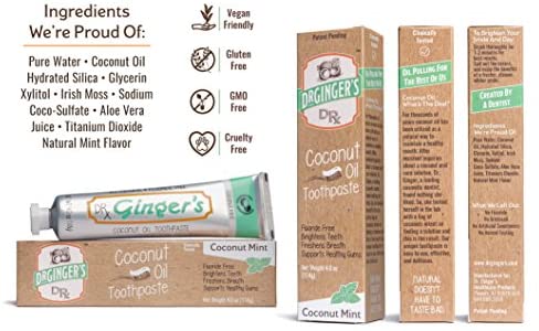Dr. Ginger's Coconut Oil Toothpaste, 4 oz, 2 Count - Coconut Mint Flavor