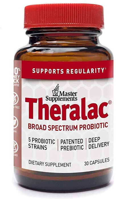 Master Supplements Theralac - 30 Vegan Capsules - Multi Strain Probiotic for Optimal Gut Health, Immune Booster, Gas and Bloating Relief - Gluten Free - 30 Servings