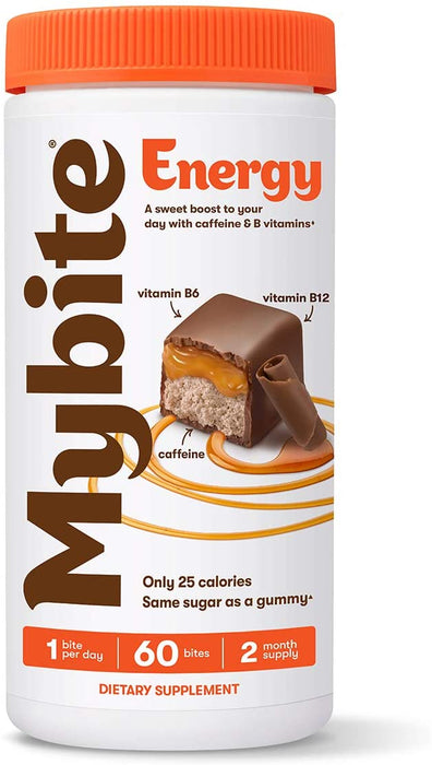 Mybite Energy Chocolate Vitamin, 60 Bites, Vitamin B6, B12, Caffeine, Energy Supplement