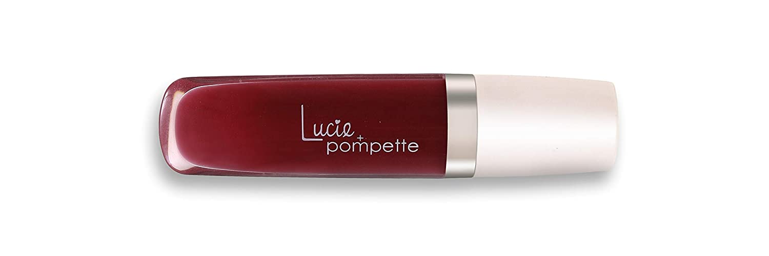 Lucie + Pompette Beauty Lip Batter 3-in-1 Plumper-Gloss-Balm Sheer Subtle Shimmer in Can Can - Sheer, Warm Berry (.16 oz)