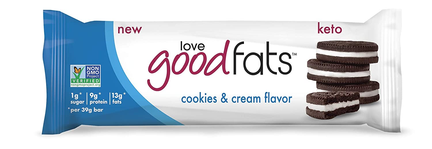 Love Good Fats, Snack Bar Cookies Cream 12 Count, 16.56 Ounce