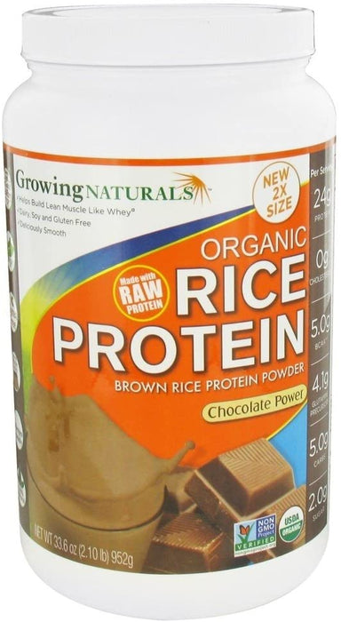 Growing Naturals Organic Rice Protein Powder, Chocolate, 952 Gram