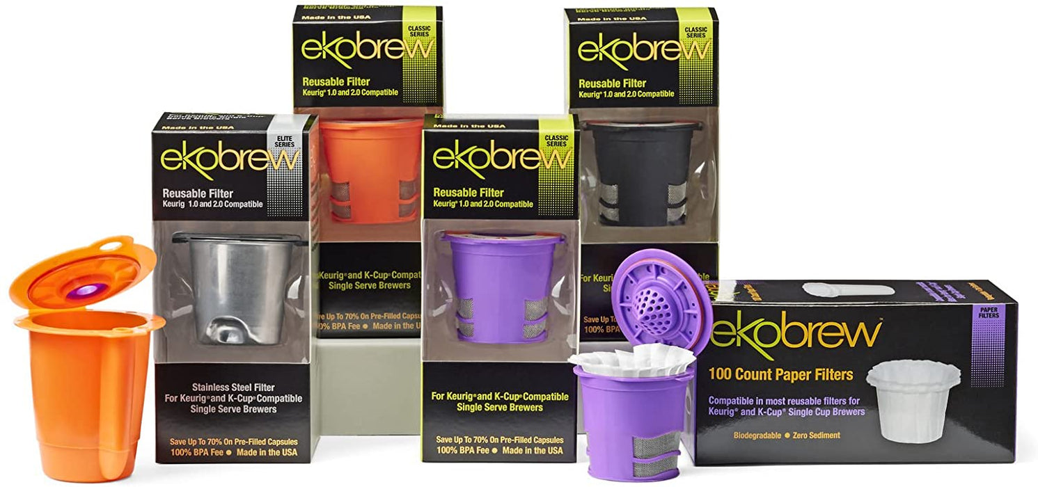 Ekobrew 100 Count Paper Filter, Compatible In Most Reusable Filters for Keurig and K-Cup - White