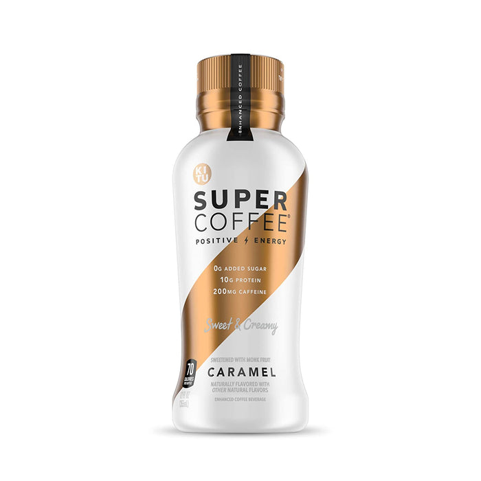 Kitu Super Coffee, SugarFree Keto Coffee (0g Sugar, 10g Protein, 70 Calories) [CARAMEL] 12 Fl Oz, 12 Pack