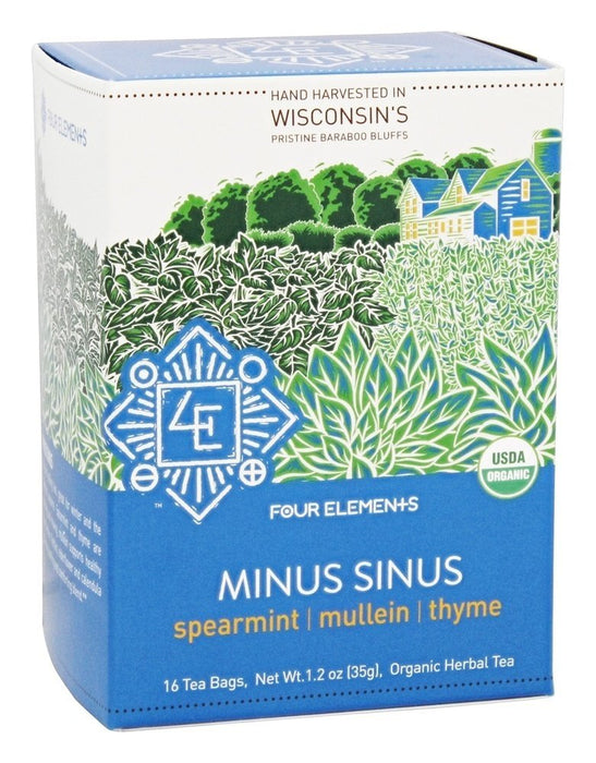 Minus Sinus Tea, Organic Herbal Tea, produced by Four Elements, 1.2 Oz