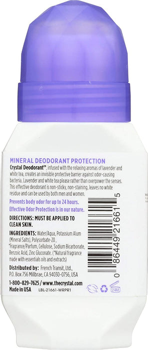 Crystal Mineral Deodorant Roll-On, Lavender & White Tea 2.25 oz