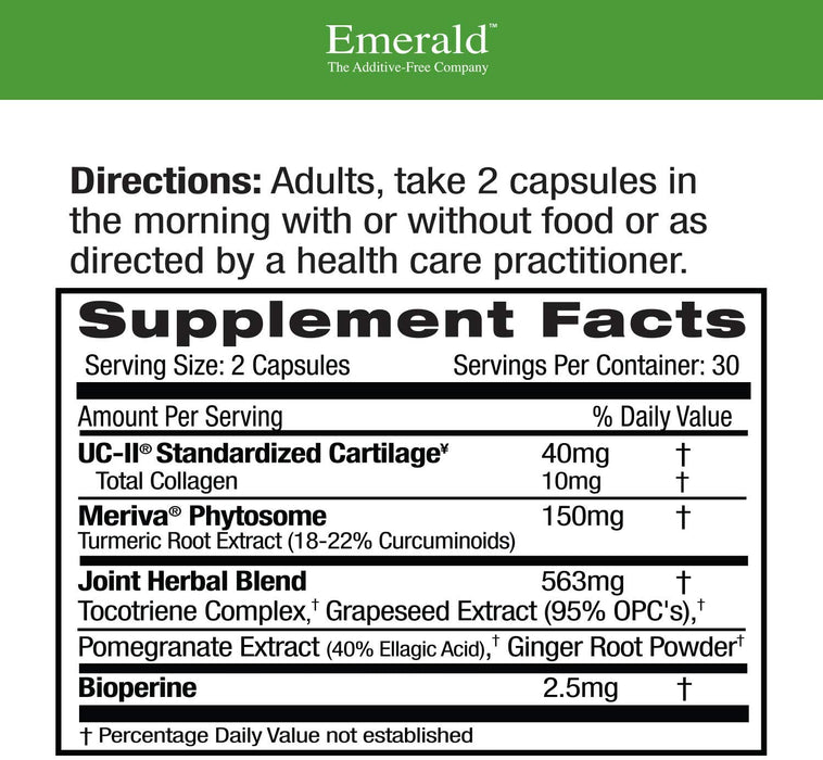 UC-II Joint Formula - w/ Meriva® Phytosome & Bioperine - Supports Joint & Cartilage Repair, Collagen Growth, & Reduce Pain & Inflammation - Emerald Labs (Ultra Botanicals) - 60 Veg Capsules