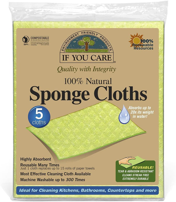 IF YOU CARE 100% Natural Sponge Cloths, 5 Count