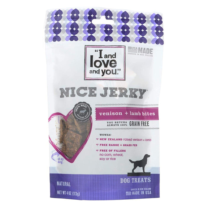 I and Love and You Nice Jerky Venison Dog Treat Biscuit, 4 Ounce - 6 per case.
