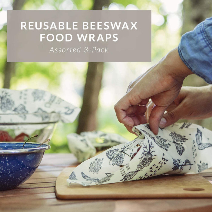 Bee's Wrap Assorted 3 Pack, Made in USA, Eco Friendly Reusable Beeswax Food Wraps, Sustainable, Zero Waste, Plastic Free Alternative for Food Storage - 1 Small, 1 Medium, 1 Large