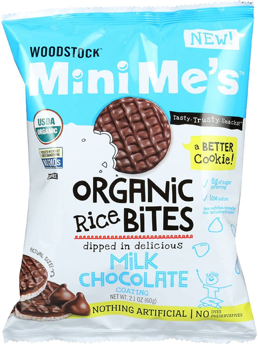 Woodstock Mini Me's - Organic Rice Bites Milk Chocolate - 2.1 oz.pack of 2