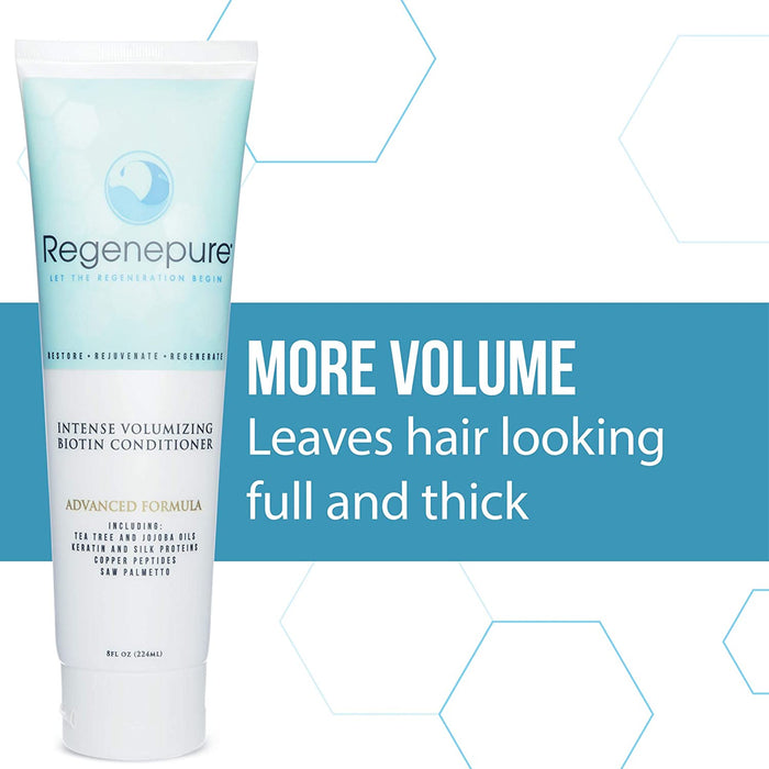 Regenepure, Intense Volumizing Biotin Conditioner, Moisturizing Support for Healthy Hair and Scalp, 8 oz