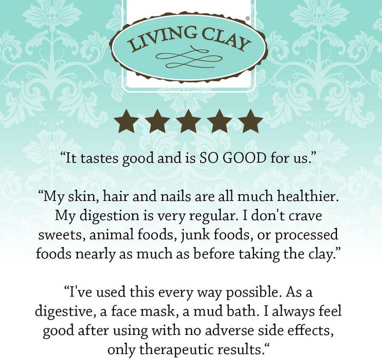 Living Clay Detox Clay Powder | All-Natural Bentonite Calcium Clay for Internal & External Deep Cleansing | Perfect for Mask, Bath or Wrap
