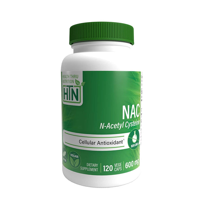 NAC 600mg N-Acetyl Cysteine 120 vegecaps Non GMO and Free from Common excipients Such as Magnesium Stearate and Silica by Health Thru Nutrition