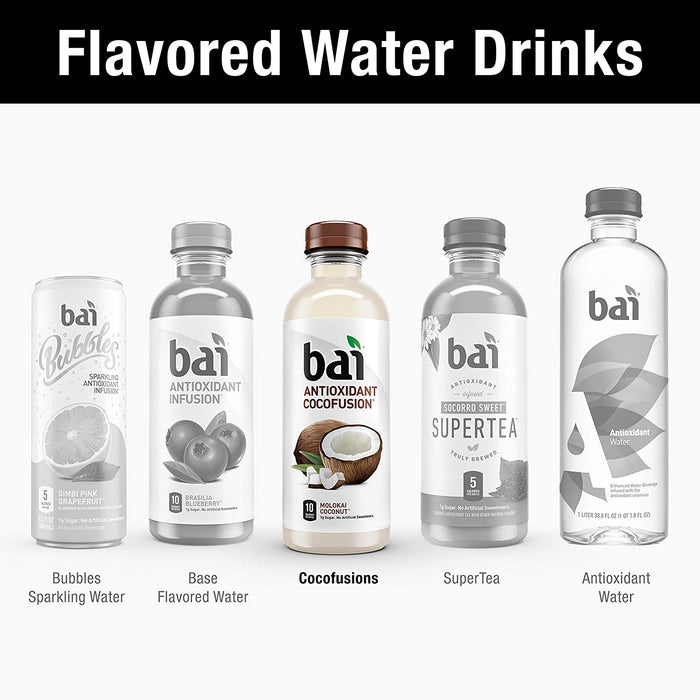 Bai Cocofusions Molokai Coconut, Antioxidant Infused Beverage, 18 Fl. Oz. Bottles (Pack of 12)