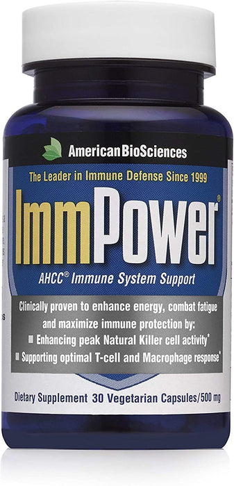 American BioSciences ImmPower AHCC | Enhanced Immune Support, Natural Killer Cell Activity & Cytokine Production | 30 Vegetarian Capsules, 500mg per Capsule