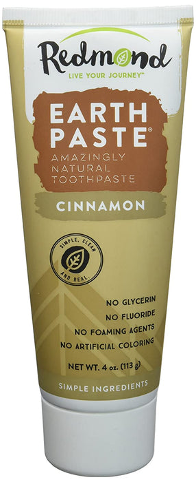 Redmond Earthpaste - Natural Non-Flouride Toothpaste, Cinnamon, 4 Ounce Tube (3 Pack)