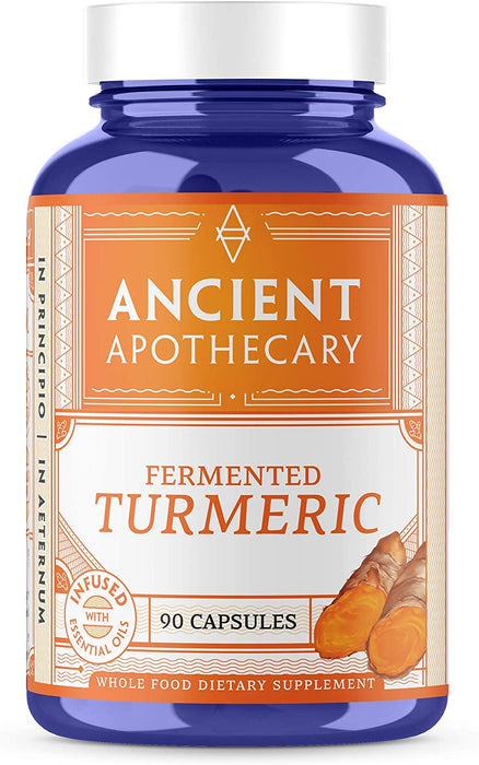 Ancient Apothecary Fermented Turmeric Supplement, 90 Capsules - Full-Spectrum Curcumin Infused with Organic Essential Oils and Digestive Bitters…