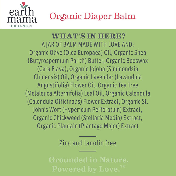 Organic Diaper Balm by Earth Mama | Safe Calendula Cream to Soothe and Protect Sensitive Skin, Non-GMO Project Verified