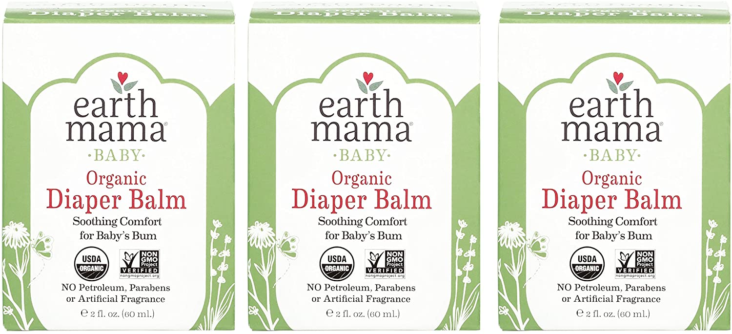 Organic Diaper Balm by Earth Mama | Safe Calendula Cream to Soothe and Protect Sensitive Skin, Non-GMO Project Verified