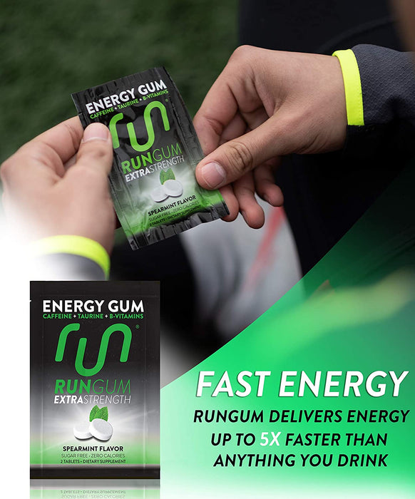 Caffeine Energy Gum 50mg Caffeine Taurine & B-Vitamins Per Piece Coffee/Energy Drink, Quick Energy Boost by RUN GUM