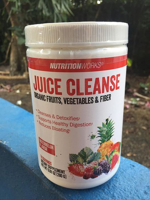 Nutritionworks Juice Cleanse Organic Fruits , Vegetables & Fiber ( Watermelon Flavor ) Cleanses and Detoxifies / Supports Healthy Digestion / Reduces Bloating