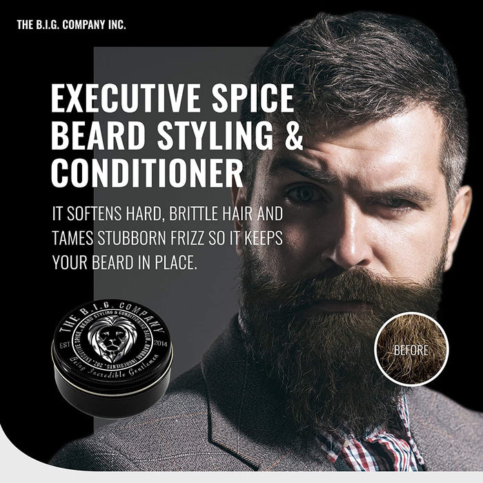 Beard Balm Leave-in Conditioner with Natural Bees Wax, Jojoba & Argan Oil - Styles, Softens, Strengthens & Thickens for Healthier Beard Growth & Mustache - 2 oz - The B.I.G. Company