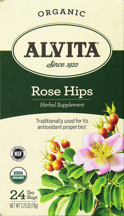 Alvita Organic Rose Hips Herbal Tea Bags, 24 Count