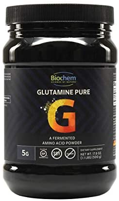 Biochem Glutamine Pure - 5g - Amino Acid Powder - Keto-Friendly - Promotes Muscle Tissue Support - Postworkout - Easy to Mix - Certified Gluten Free - Vegan