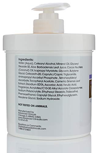 Advanced Clinicals Vitamin C Cream. Advanced Brightening Cream. Anti-aging cream for age spots, dark spots on face, hands, body.