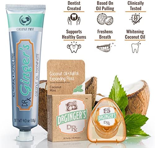 Dr. Ginger's Coconut Oil Toothpaste, 4 oz, 2 Count - Coconut Mint Flavor