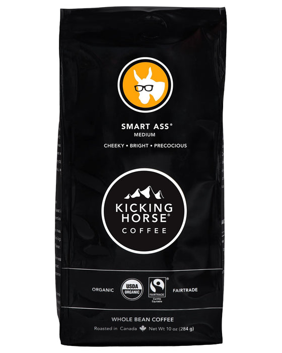 Kicking Horse Coffee, Smart Ass, Medium Roast, Whole Bean, 10 Oz - Certified Organic, Fairtrade, Kosher Coffee