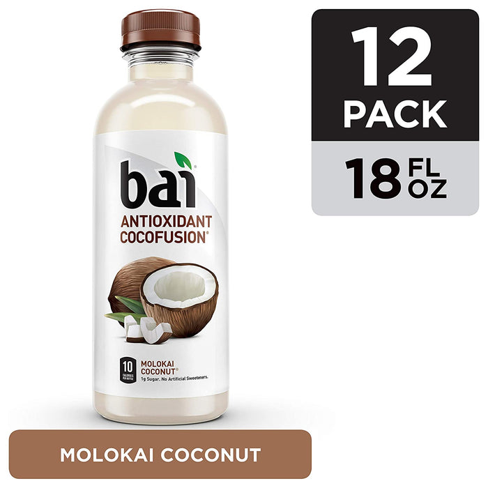 Bai Cocofusions Molokai Coconut, Antioxidant Infused Beverage, 18 Fl. Oz. Bottles (Pack of 12)