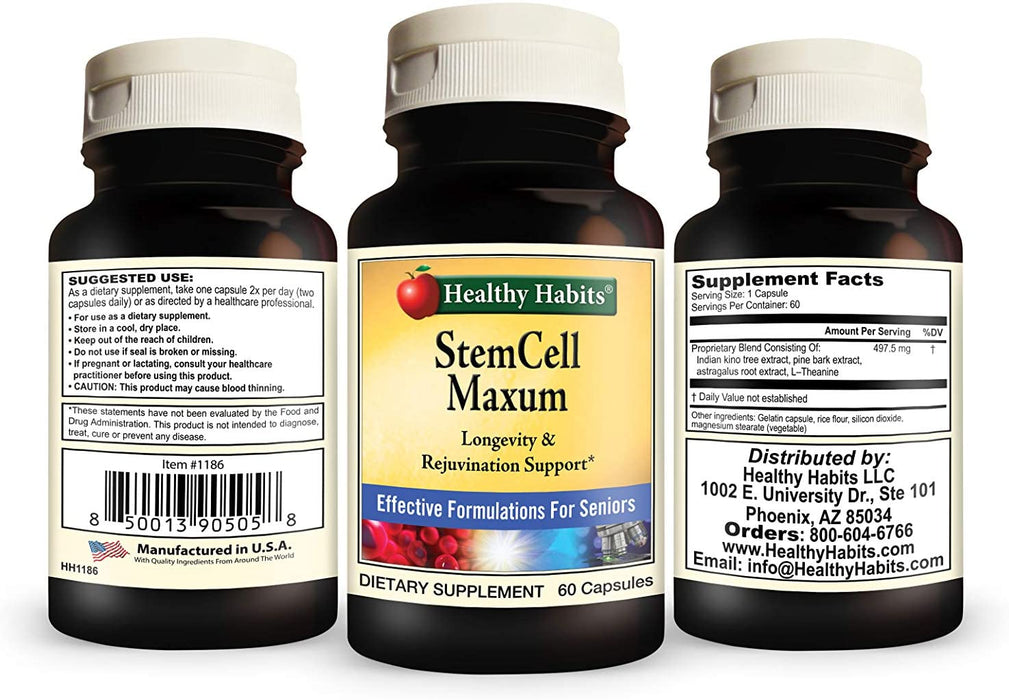 Healthy Habits StemCell Maxum - Best Plant-Based Age-Defying Support Supplement for Healthy Stem Cell Regeneration and Replenishment