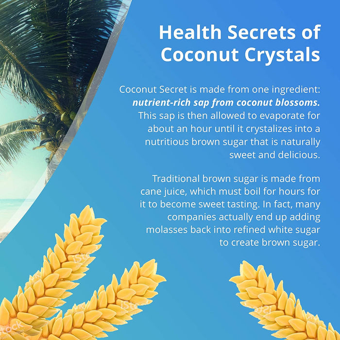 Coconut Secret Coconut Crystals (2 Pack) - 12 oz - Low-Glycemic Sugar Alternative, Replacement Sweetener - Organic, Vegan, Non-GMO, Gluten-Free, Kosher - 170 Total Servings