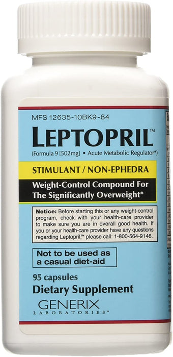 GENERIX LABORATORIES Leptopril- Dietary Supplement and Acute Metabolic Regulator, Weight-Control Compound For the Significantly Overweight*, (95 count)