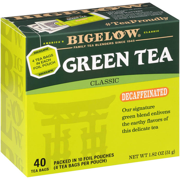 Bigelow Decaffeinated Green Tea Bags, 40 Count Box (Pack of 6) Decaf Green Tea, 240 Tea Bags Total