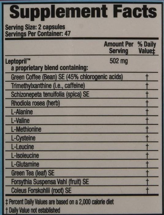 GENERIX LABORATORIES Leptopril- Dietary Supplement and Acute Metabolic Regulator, Weight-Control Compound For the Significantly Overweight*, (95 count)