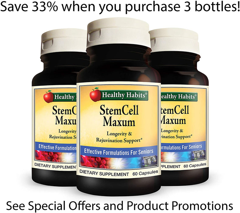 Healthy Habits StemCell Maxum - Best Plant-Based Age-Defying Support Supplement for Healthy Stem Cell Regeneration and Replenishment